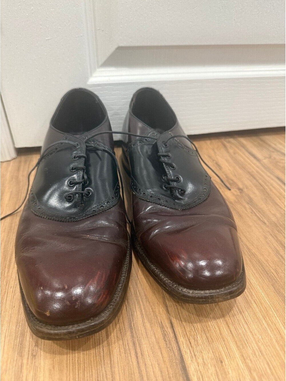 Vintage Johnston & Murphy Aristocraft Saddle Oxford Shoes USA 11.5D Oxblood